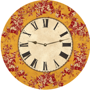 floral-mustard-toile-clock